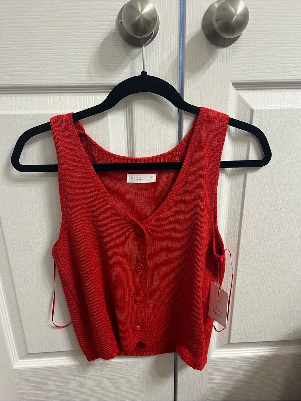 LC Lauren Conrad NWT Red Knit Button-Front Sweater Vest